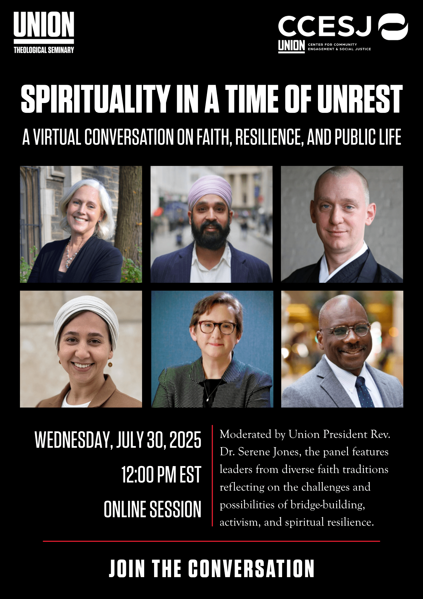 Spirituality in a Time of Unrest: A Virtual Conversation on Faith, Resilience, and Public Life @ Online Session