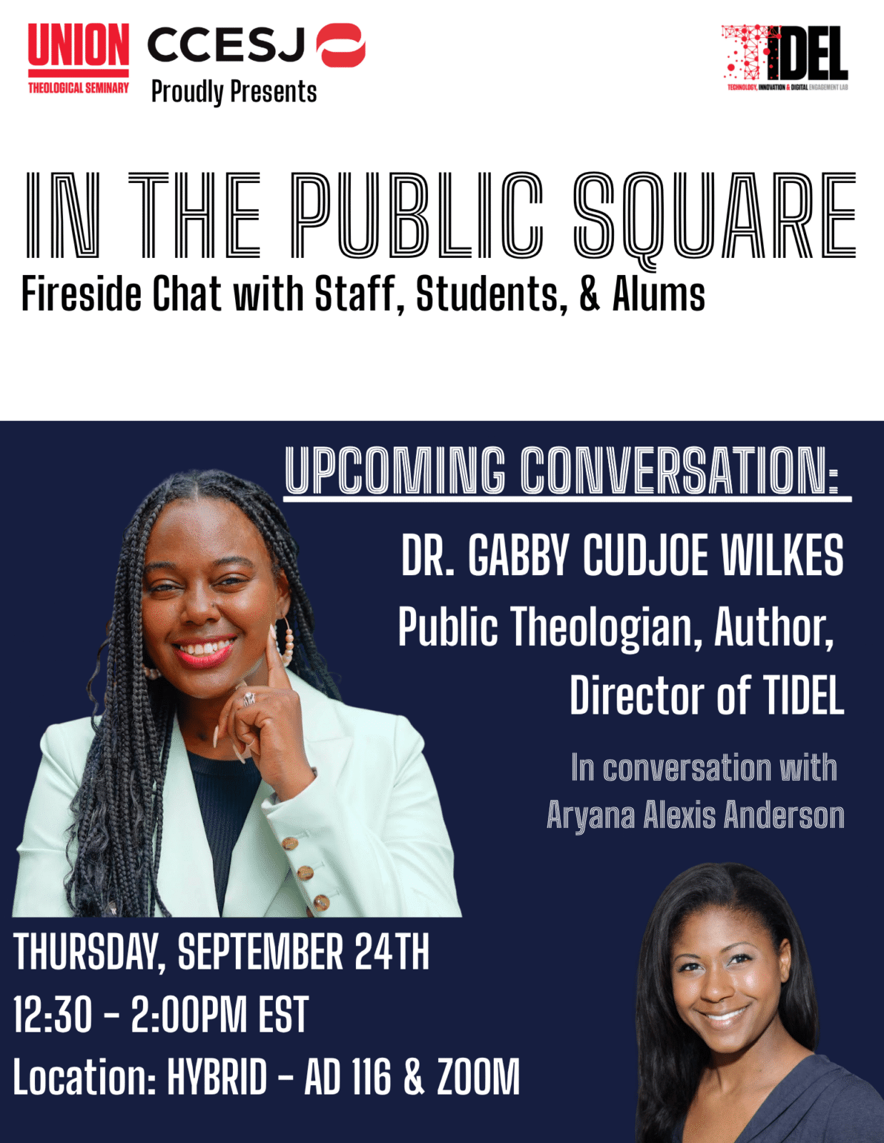 In The Public Square: Roundtable Discussions with Dr. Gabby Cudjoe Wilkes @ Room AD 116, Union Theological Seminary
