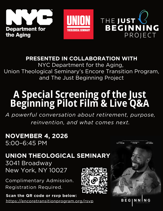 Screening of the Just Beginning Pilot Film & Live Q&A @ Union Theological Seminary