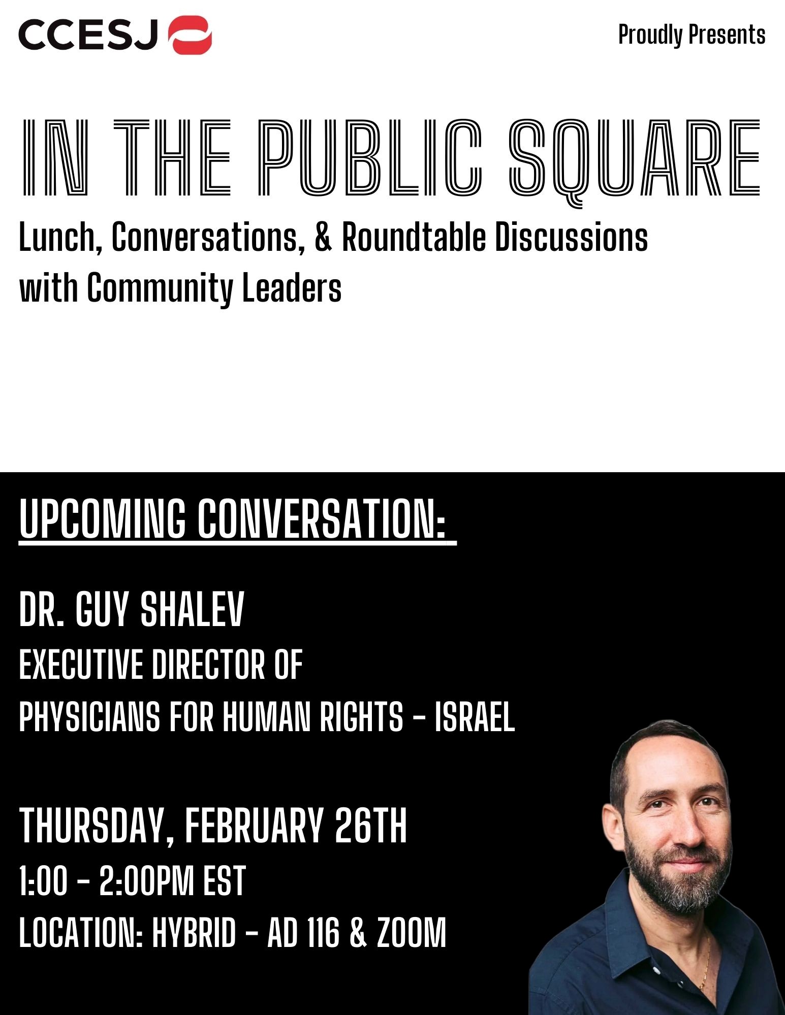 In The Public Square: Lunch, Conversations, & Roundtable Discussions with Dr. Guy Shalev @ AD 116, Union Theological Seminary